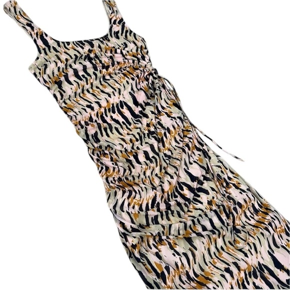 House of Harlow 1960 Cut Out Mesh Maxi Dress Small Pink Black Animal Print - Picture 3 of 11